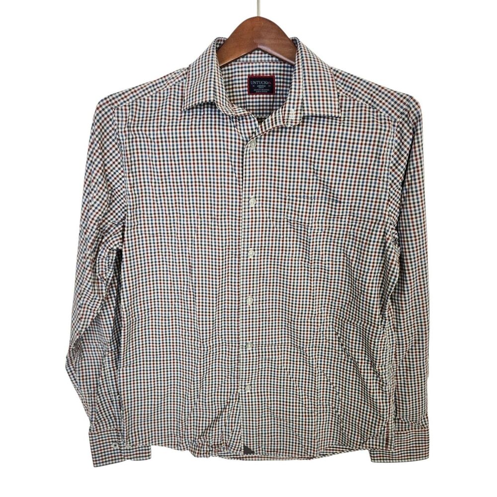 ​UNTUCKit Mirassou Plaid Long Sleeve Button Up Shirt Slim Fit Medium M